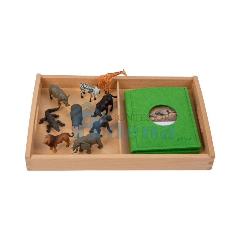 Adena Montessori Materials Asian Wildlife objects with Sorting Cards and Tray