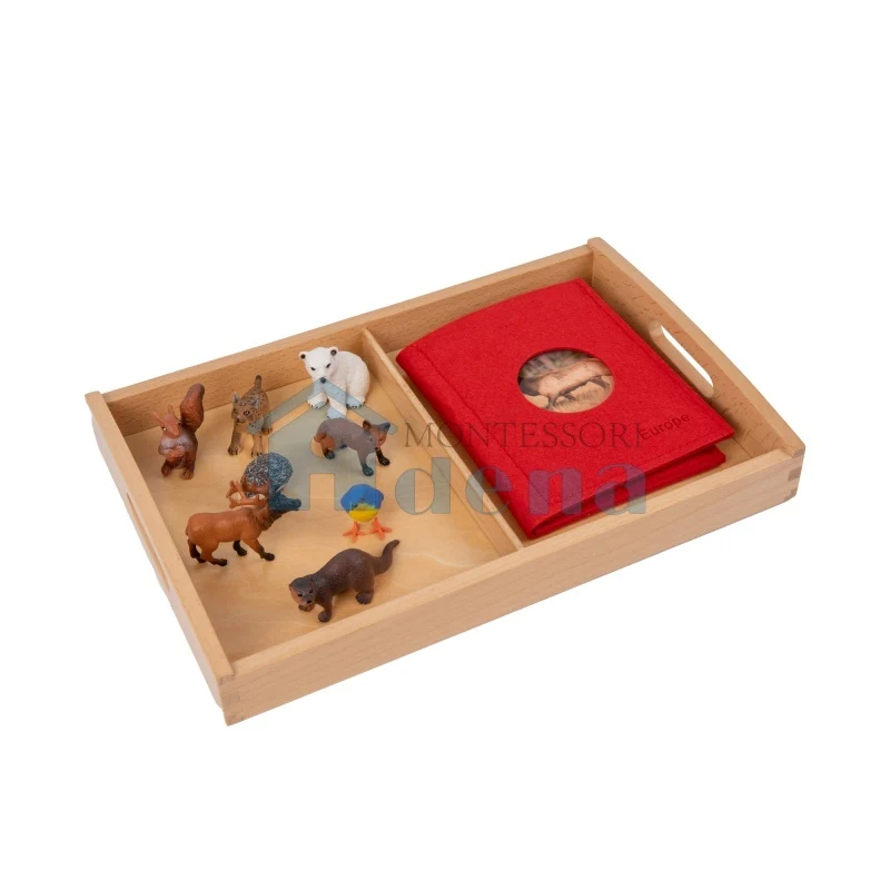 Adena Montessori Materials European Wildlife objects with Sorting Cards and Tray