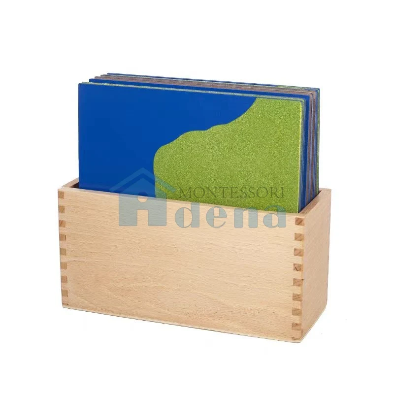 Adena Montessori Educational Wooden Toys Land Form Cards Eith Stand