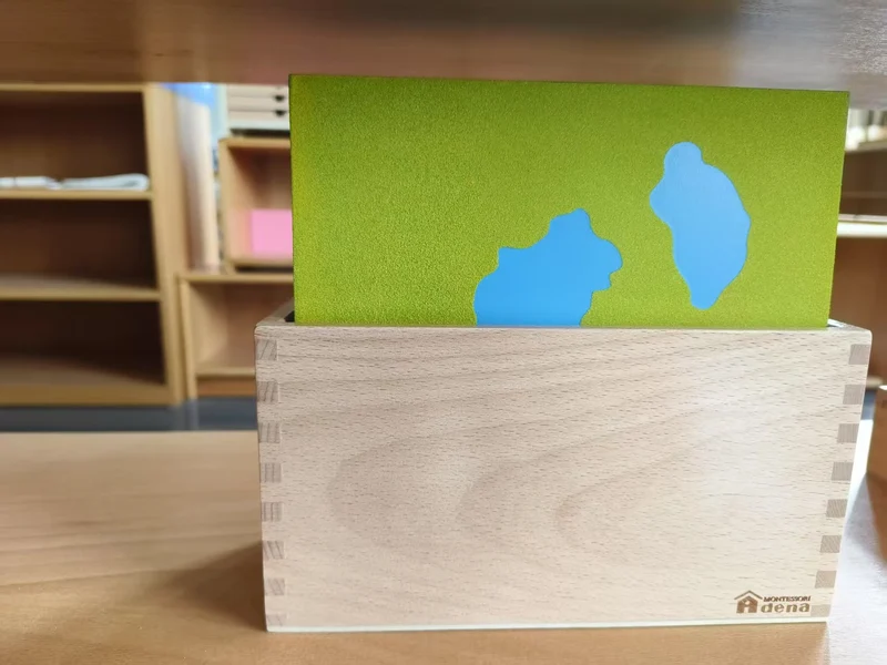 Adena Montessori Educational Wooden Toys Land Form Cards Eith Stand