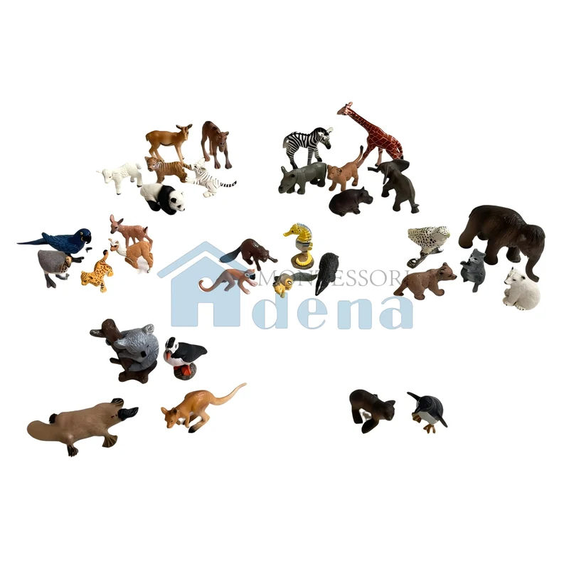 Adena Montessori Educational Materials Animal Model of 6 Continents (7 cm)