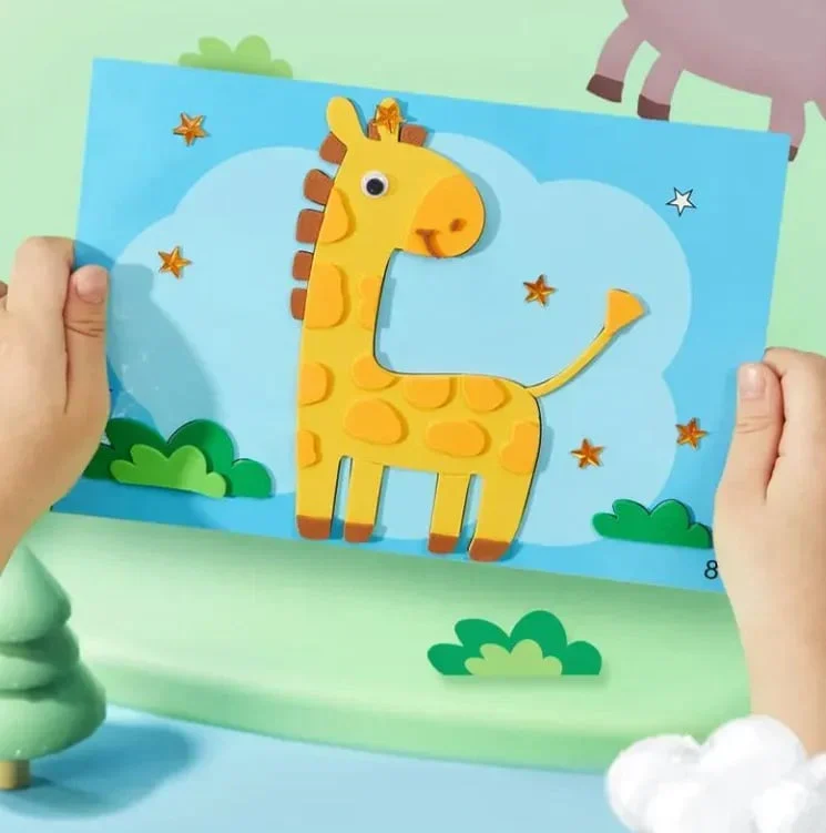 Set de Stickers Animaux 3D pour Enfants – Kit Créatif DIY de Loisirs Créatifs