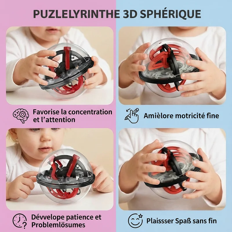 Puzzle Labyrinthe à Bille 3D – Jeu de Logique et d’Adresse pour Enfants