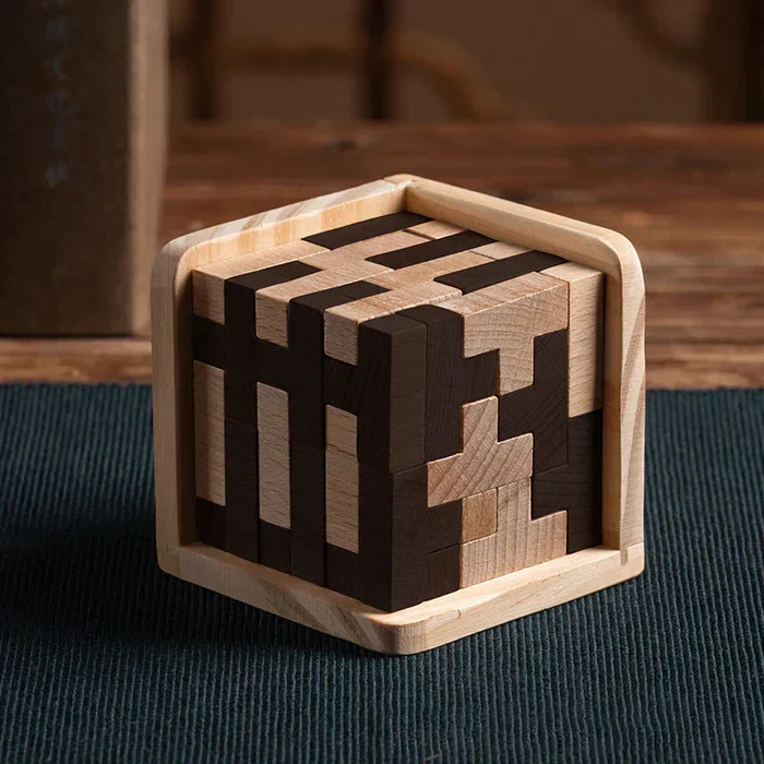 Puzzle 3D en Bois – Casse-Tête Logique pour Enfants & Adultes