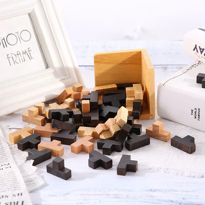 Puzzle 3D en Bois – Casse-Tête Logique pour Enfants & Adultes