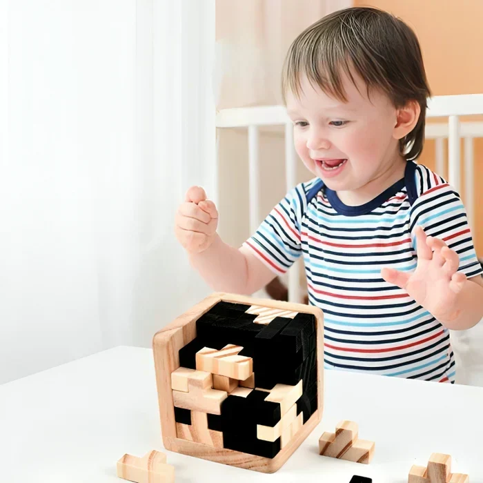 Puzzle 3D en Bois – Casse-Tête Logique pour Enfants & Adultes