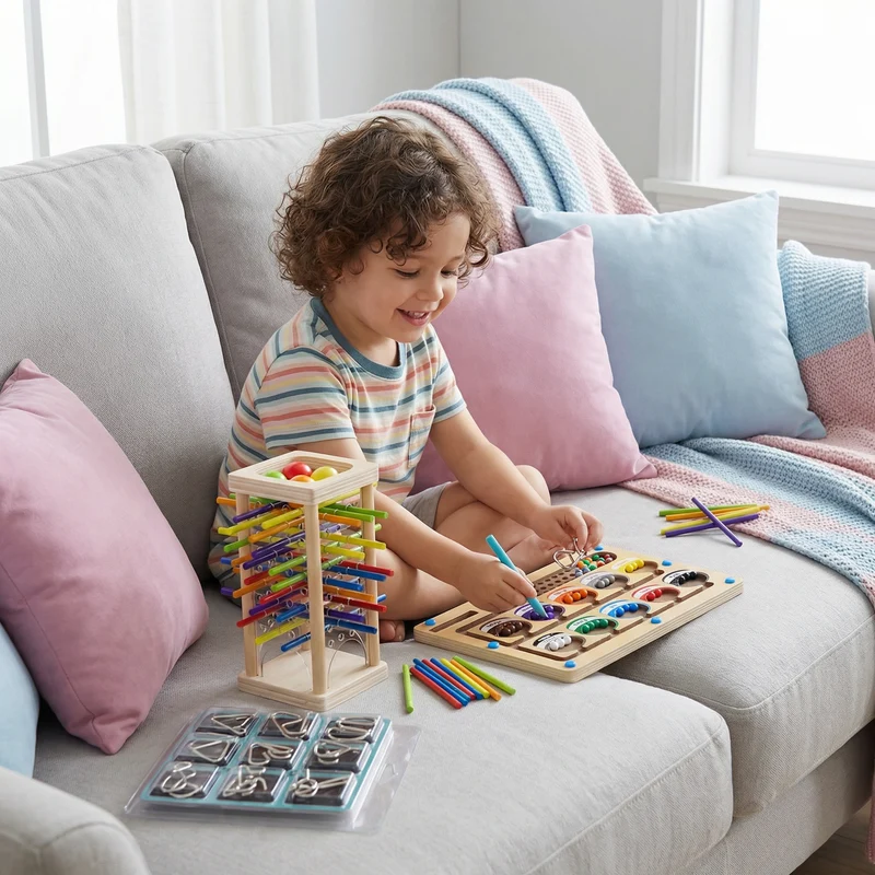 Set de Jeux Montessori 3 Pièces – Coffret Jeux Éducatifs de Logique pour Enfants