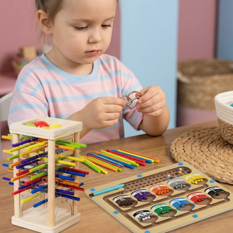 Set de Jeux Montessori 3 Pièces – Coffret Jeux Éducatifs de Logique pour Enfants