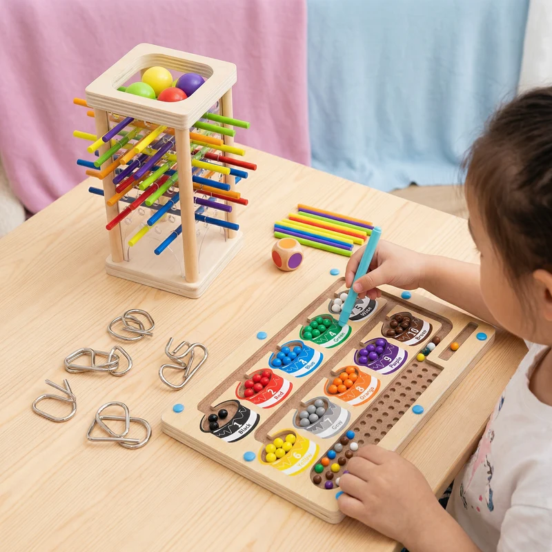 Set de Jeux Montessori 3 Pièces – Coffret Jeux Éducatifs de Logique pour Enfants