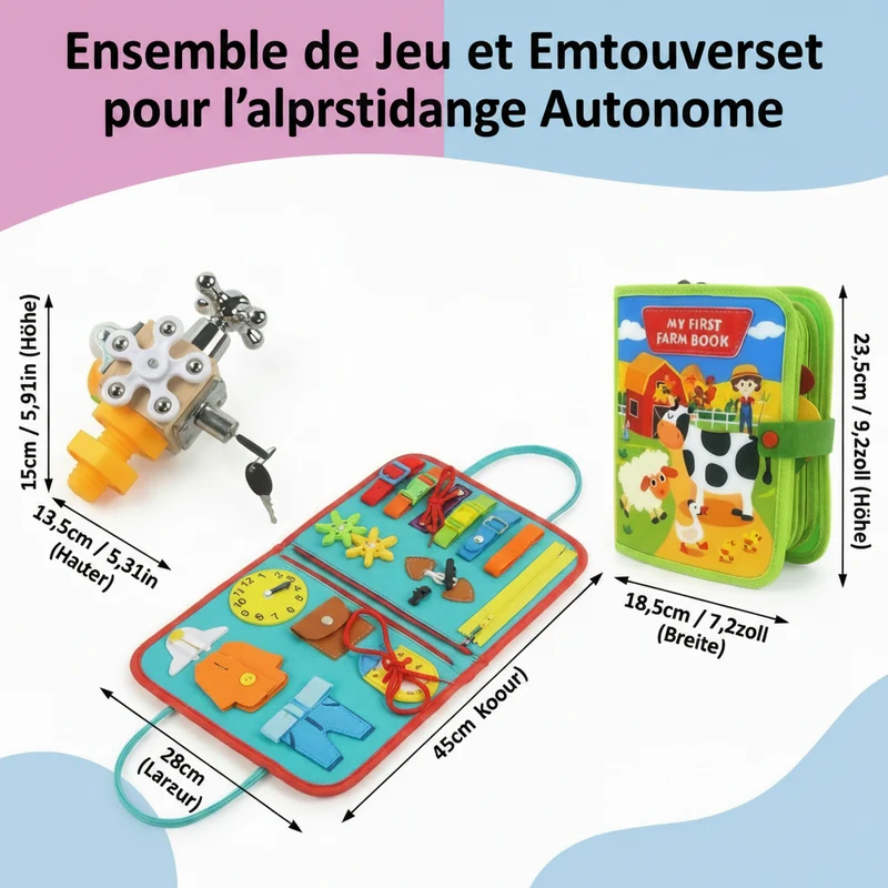 Coffret Montessori 3 Jouets Éducatifs – Éveil, Motricité & Autonomie dès 12 mois