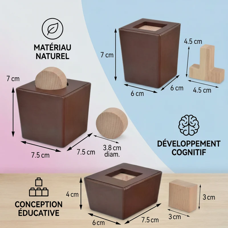 Puzzle de Logique 3D en Bois – Jeu Éducatif de Formes pour Enfants