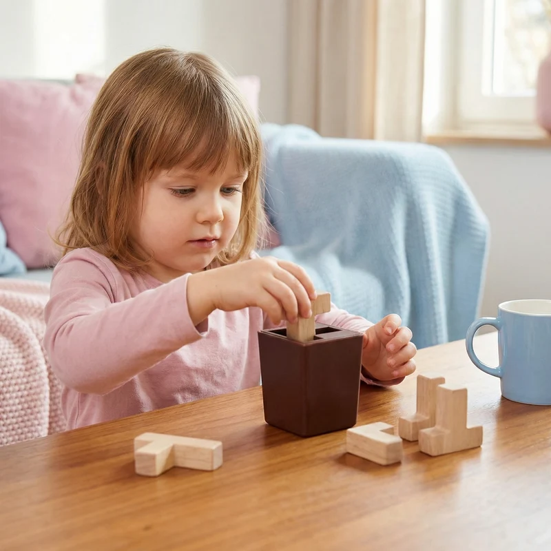 Puzzle de Logique 3D en Bois – Jeu Éducatif de Formes pour Enfants