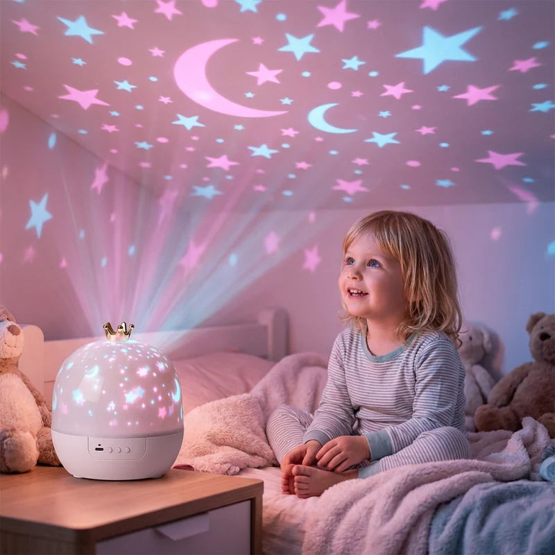 Veilleuse et projecteur 2-en-1 pour enfants – Lampe LED ciel étoilé pour chambre d'enfant