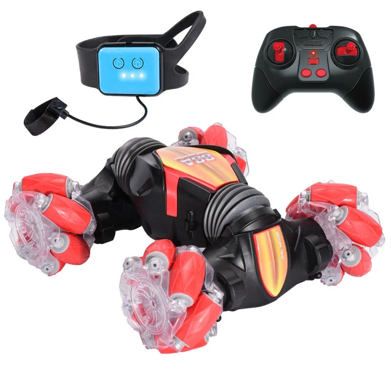 Voiture RC Cascade 2-en-1 – Contrôle Gestuel + Télécommande, 360° & Flips | Rouge ou Bleu