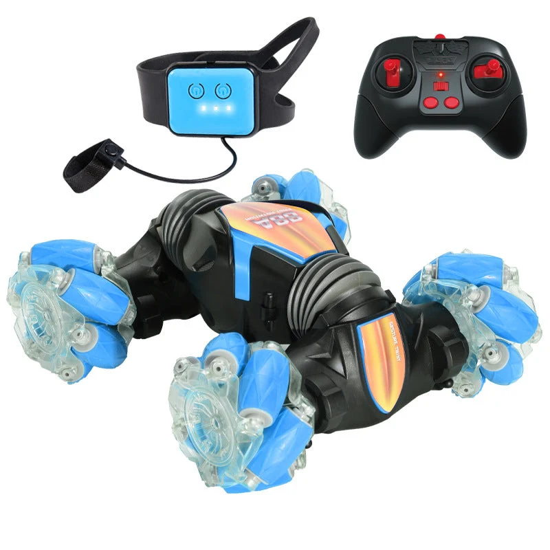 Voiture RC Cascade 2-en-1 – Contrôle Gestuel + Télécommande, 360° & Flips | Rouge ou Bleu