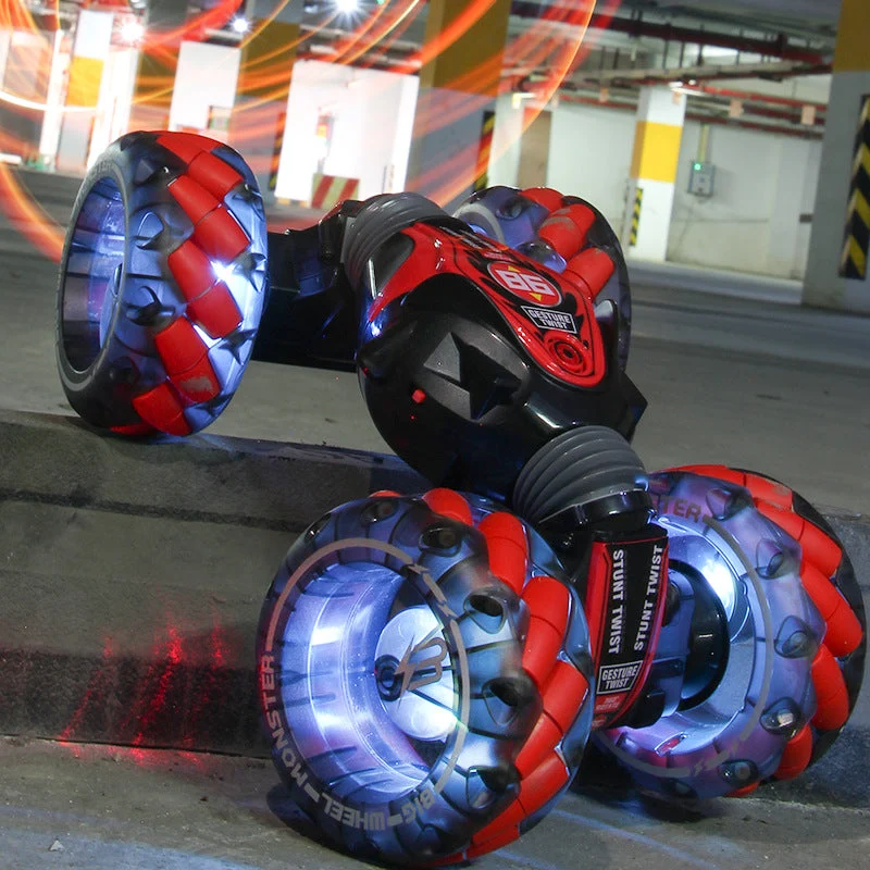 Voiture RC Cascade 2-en-1 – Contrôle Gestuel + Télécommande, 360° & Flips | Rouge ou Bleu