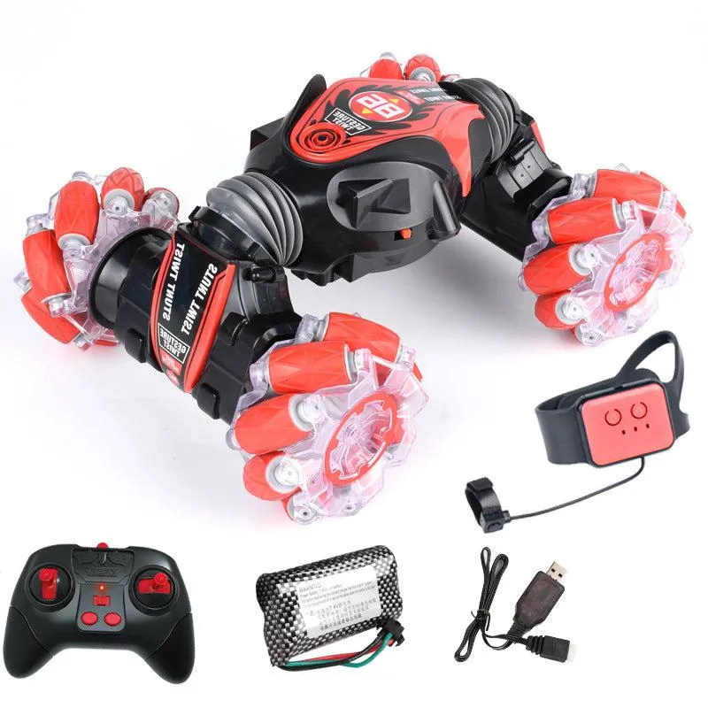 Voiture RC Cascade 2-en-1 – Contrôle Gestuel + Télécommande, 360° & Flips | Rouge ou Bleu