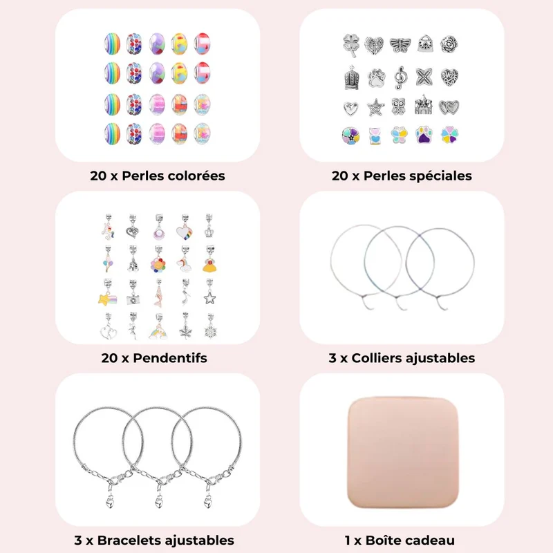 Kit de tressage de bijoux et bracelets pour enfants – Kit de loisirs créatifs de perles à faire soi-même pour enfants