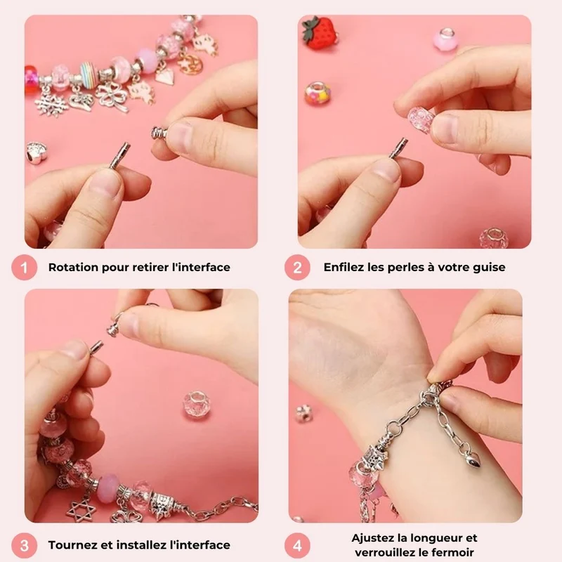 Kit de tressage de bijoux et bracelets pour enfants – Kit de loisirs créatifs de perles à faire soi-même pour enfants