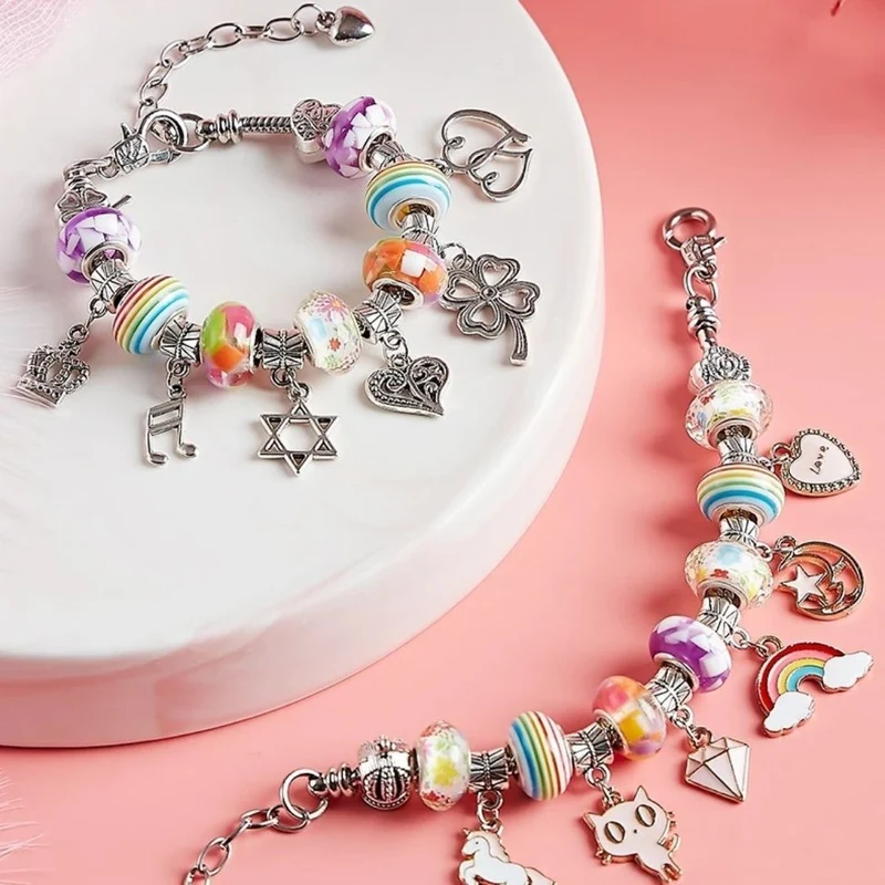 Kit de tressage de bijoux et bracelets pour enfants – Kit de loisirs créatifs de perles à faire soi-même pour enfants