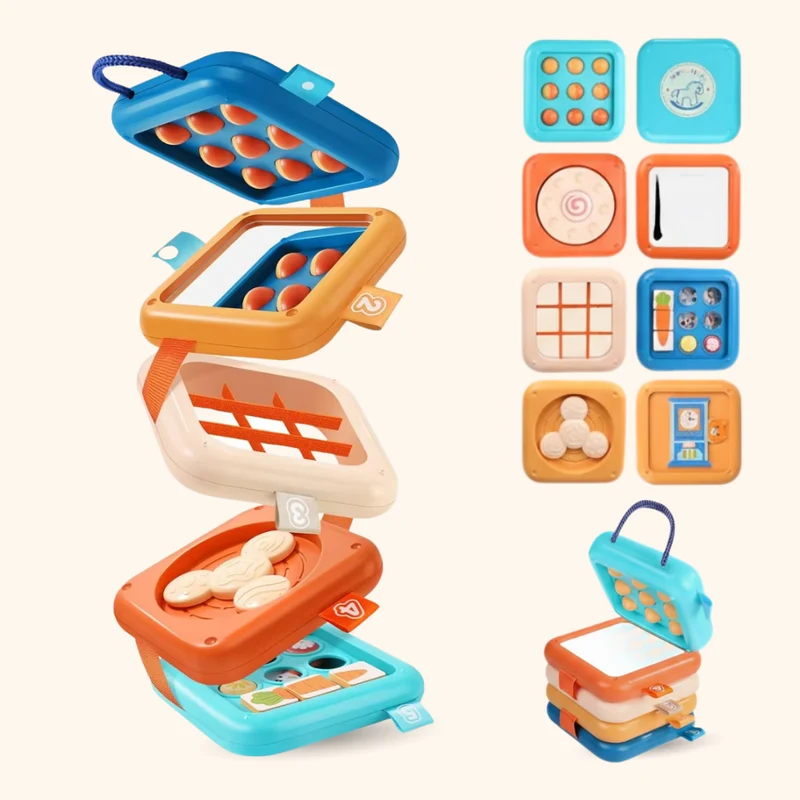 Cube d'activités Montessori 7 en 1 pour les tout-petits – Jouet d'éveil sensoriel et de motricité fine