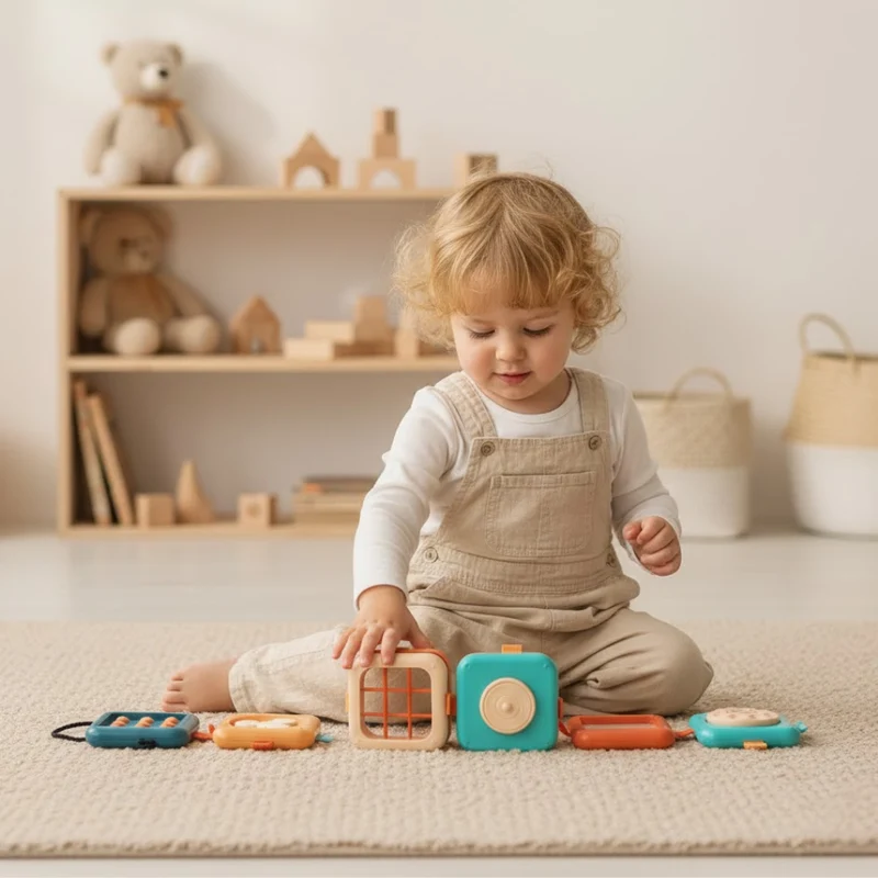 Cube d'activités Montessori 7 en 1 pour les tout-petits – Jouet d'éveil sensoriel et de motricité fine
