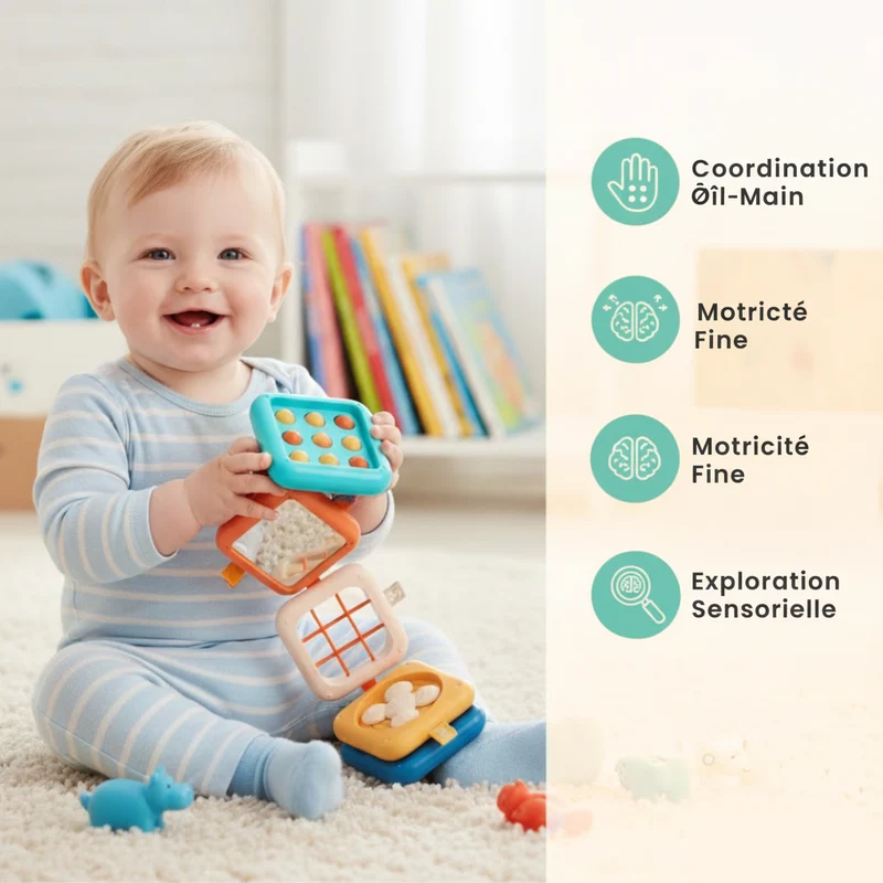 Cube d'activités Montessori 7 en 1 pour les tout-petits – Jouet d'éveil sensoriel et de motricité fine
