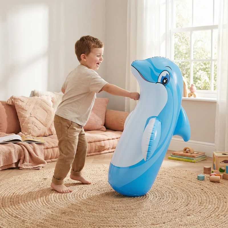 Sac de frappe gonflable pour enfants – Jouet de boxe à motif animal avec socle à remplir d'eau