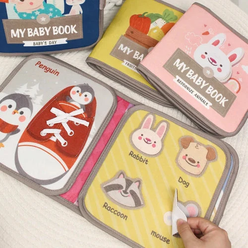 Livre sensoriel en tissu Montessori pour bébés – Jouet interactif doux pour le développement précoce