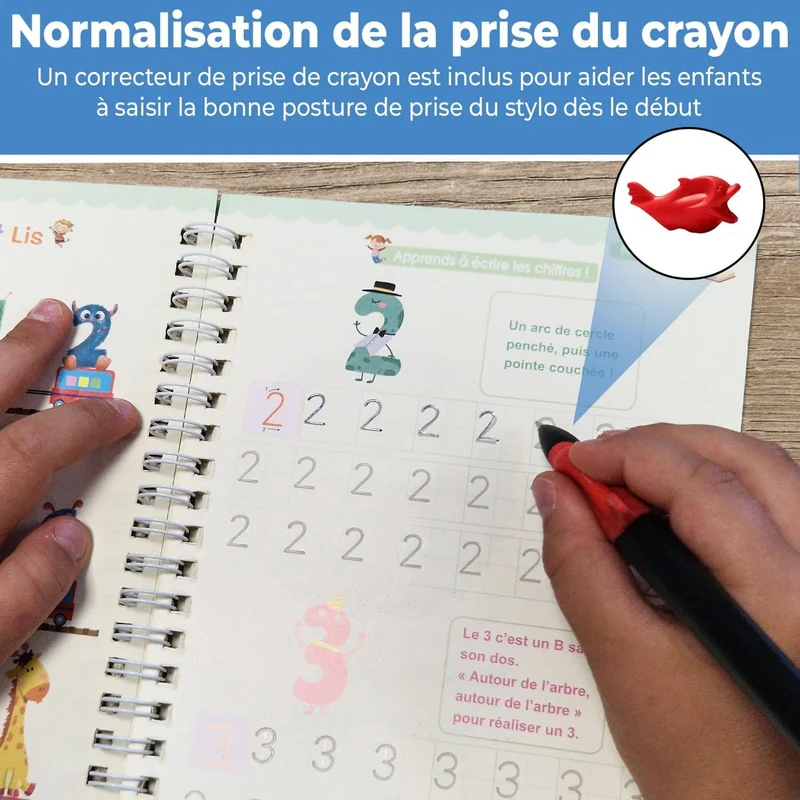 Cahiers d'Écriture Magiques Réutilisables – Coffret 4 Cahiers + Stylo Effaçable pour Enfants