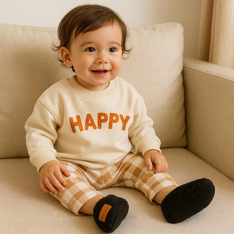 Chaussons d'hiver pour enfants – Chaussures d'intérieur chaudes, douillettes et antidérapantes pour tout-petits et enfants