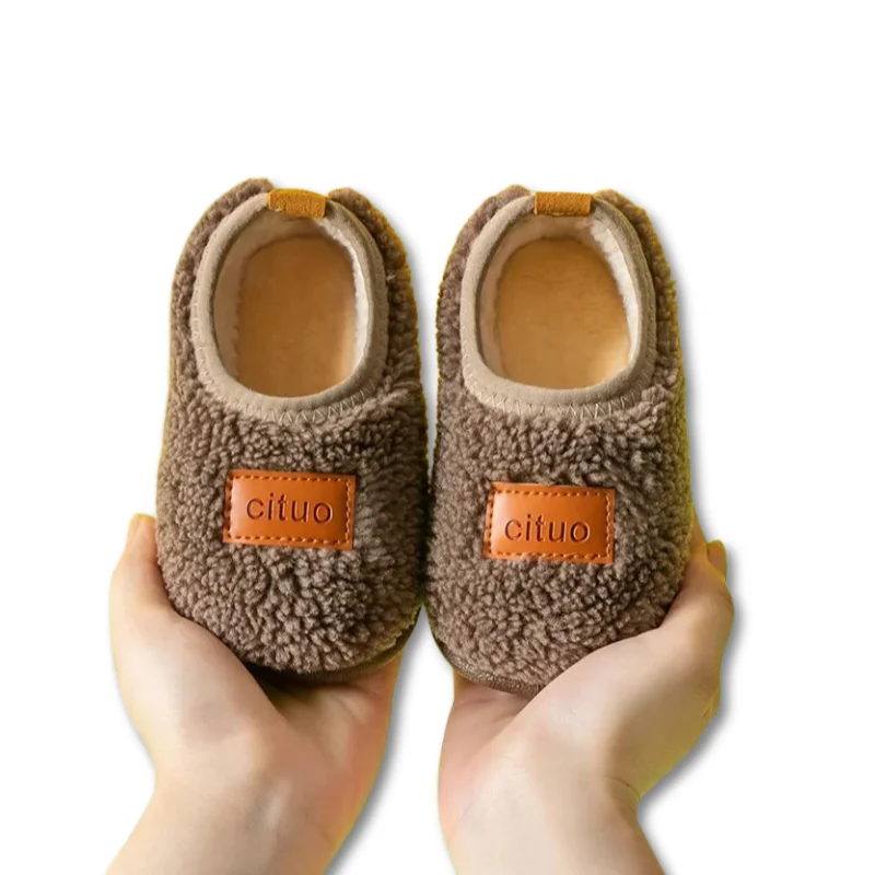 Chaussons d'hiver pour enfants – Chaussures d'intérieur chaudes, douillettes et antidérapantes pour tout-petits et enfants