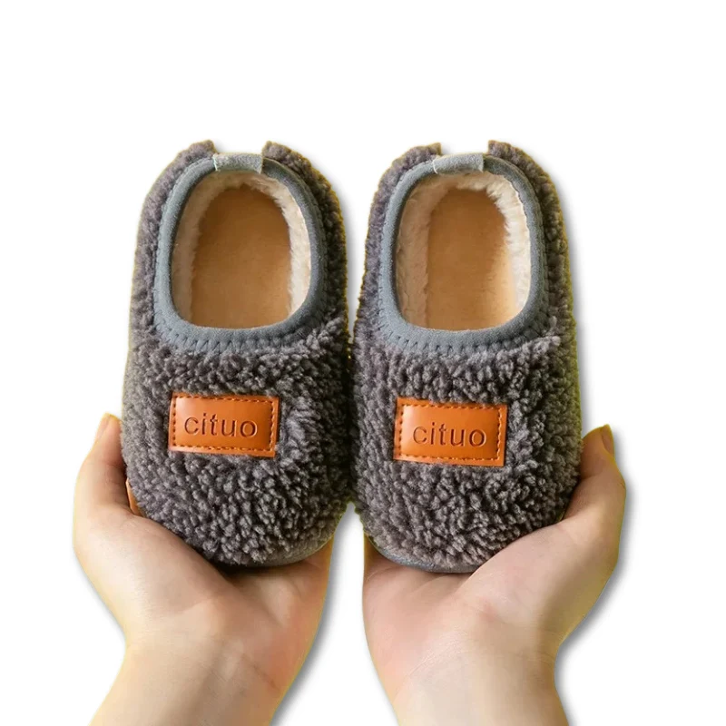 Chaussons d'hiver pour enfants – Chaussures d'intérieur chaudes, douillettes et antidérapantes pour tout-petits et enfants