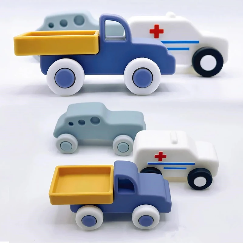Ensemble de mini-voitures Montessori pour tout-petits – Voitures à pousser en bois pour l'apprentissage précoce et la motricité fine