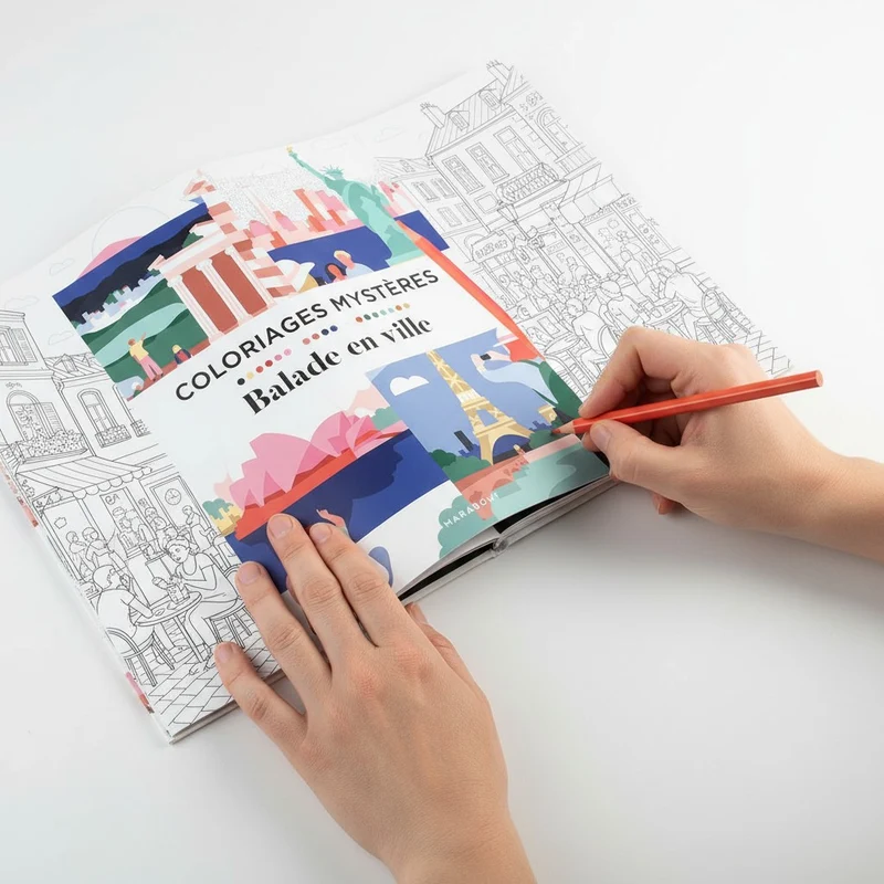 Coloriages Mystères Balade en Ville – Livre Art-Thérapie Adulte Marabout