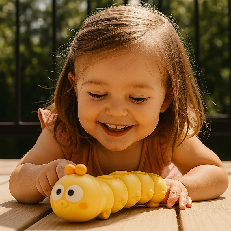 Chenille à Remonter pour Bébé – Éveil, Motricité & Couleurs dès 6 Mois