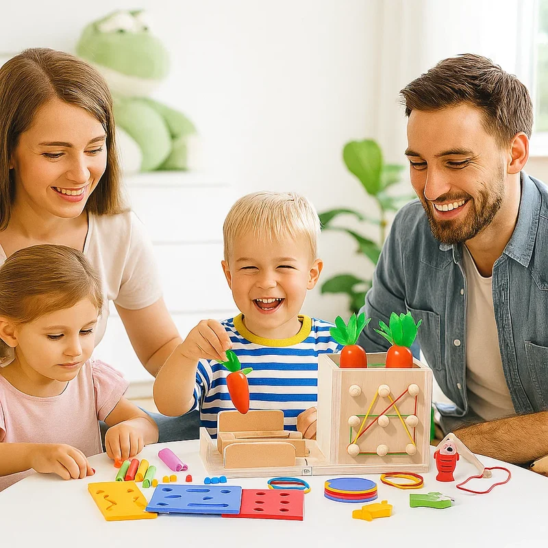 Cube d'Apprentissage Montessori 6-en-1 – Éveil, Motricité & Créativité dès 18 mois