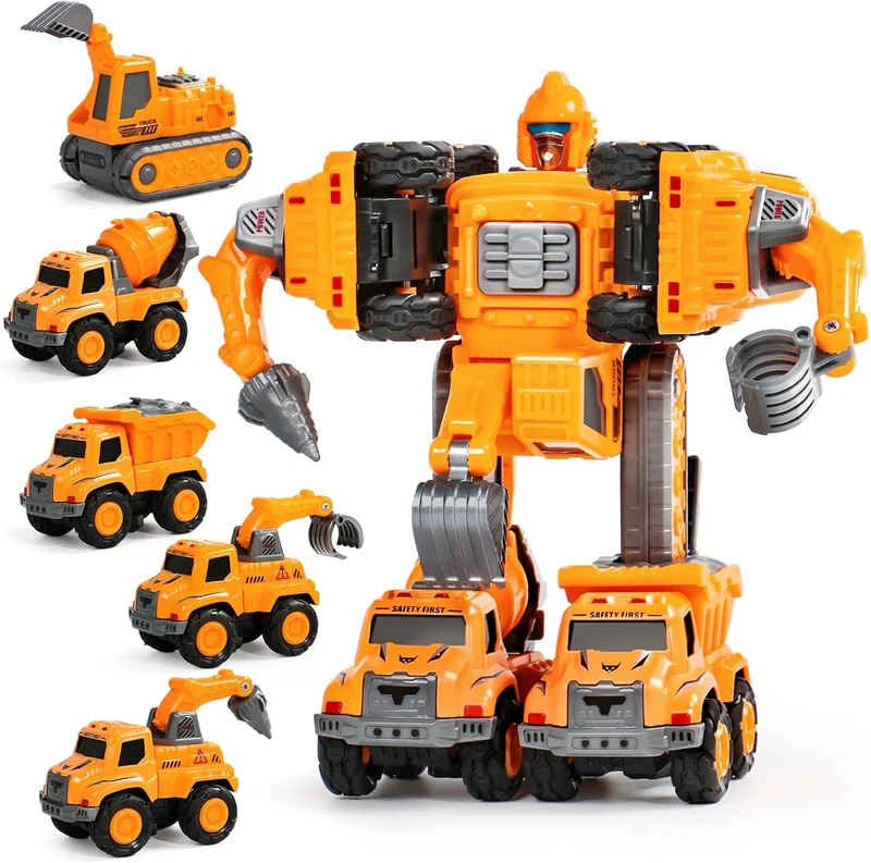 Coffret Voitures Transformables 5-en-1 – Robots, Dinosaures & Pompiers | Dès 3 ans