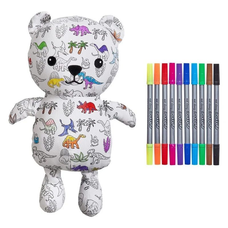 Peluche à colorier Dinosaure Artie Bear – Ours créatif lavable avec feutres