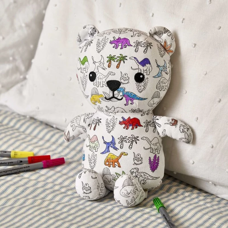 Peluche à colorier Dinosaure Artie Bear – Ours créatif lavable avec feutres