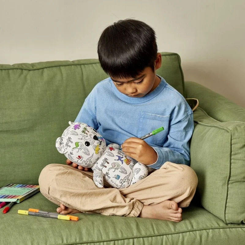 Peluche à colorier Dinosaure Artie Bear – Ours créatif lavable avec feutres