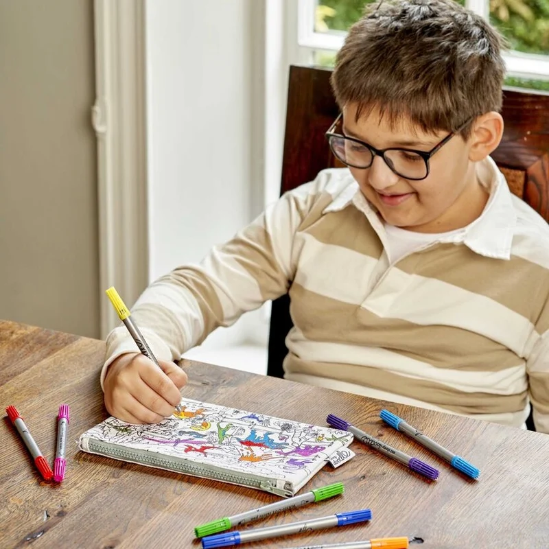Trousse à colorier Dinosaure lavable – Trousse créative avec feutres inclus