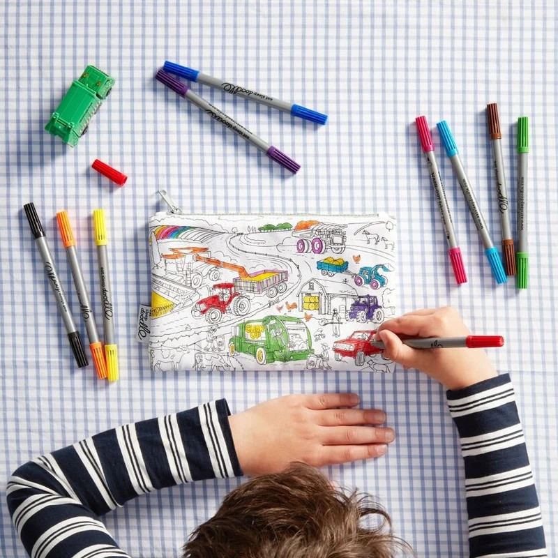 Trousse à colorier Véhicules – Cars, Trucks & Tracteurs lavable avec feutres
