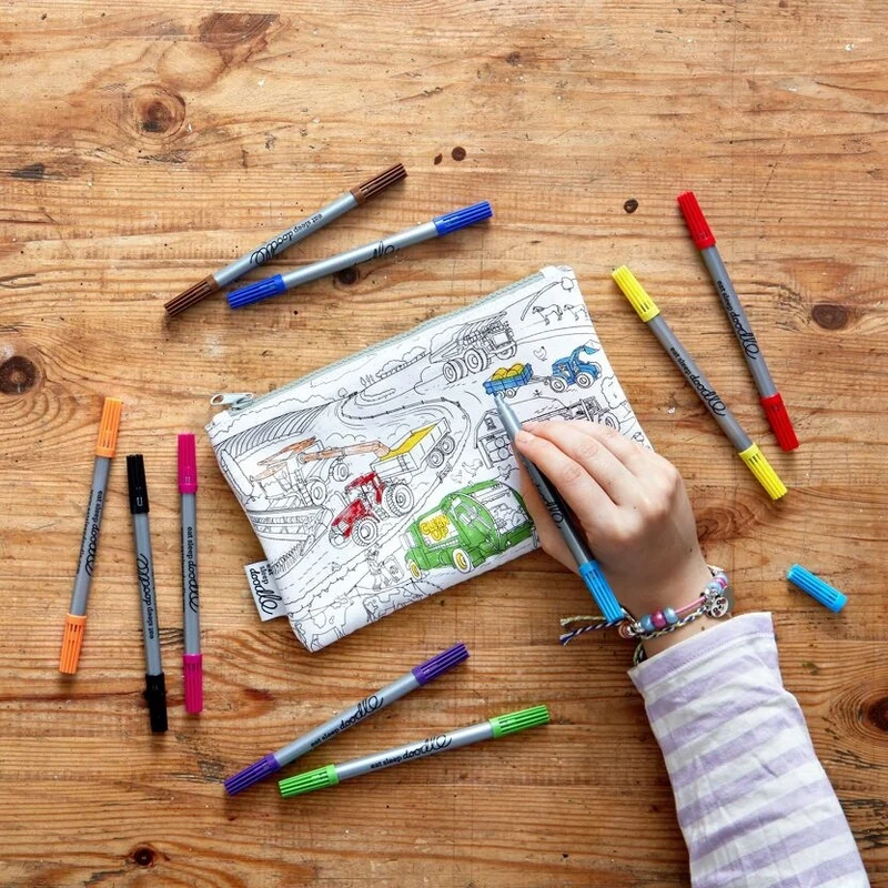Trousse à colorier Véhicules – Cars, Trucks & Tracteurs lavable avec feutres