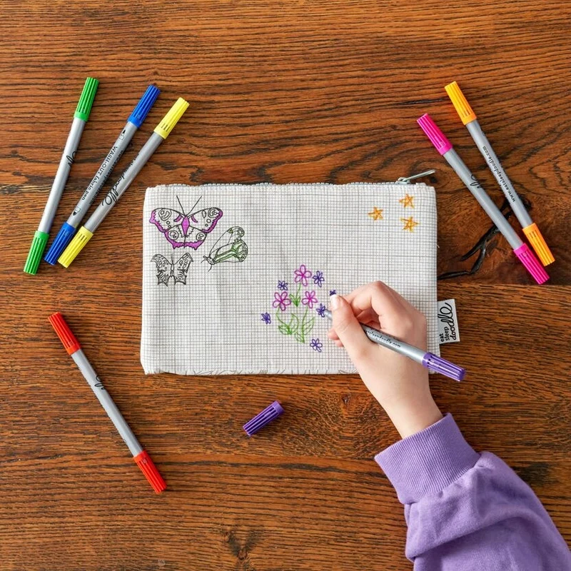 Trousse à colorier Papillons lavable – Trousse créative avec feutres inclus