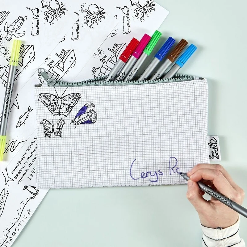 Trousse à colorier Papillons lavable – Trousse créative avec feutres inclus
