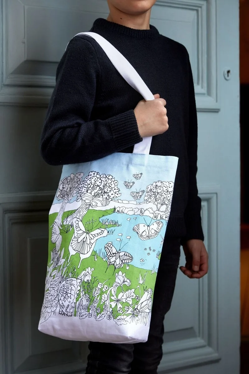 Tote Bag à colorier Papillons – Sac créatif lavable avec feutres inclus