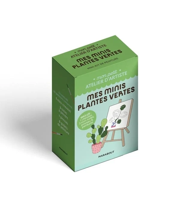 Mon petit atelier d’artiste – Minis plantes vertes | Kit peinture avec chevalet