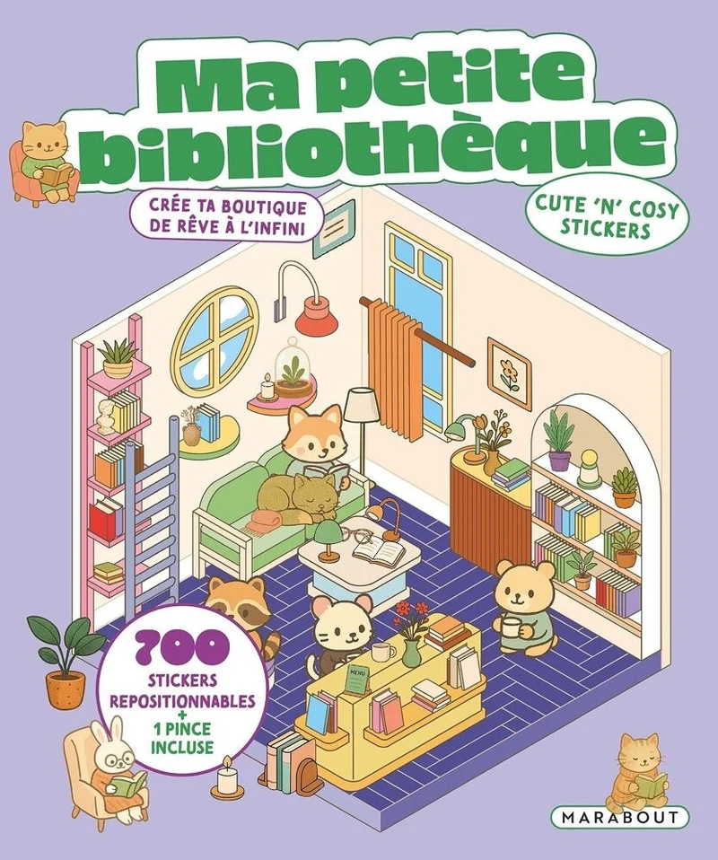 Cozy Stickers – Ma Petite Librairie | 700 stickers repositionnables & 7 scènes à créer