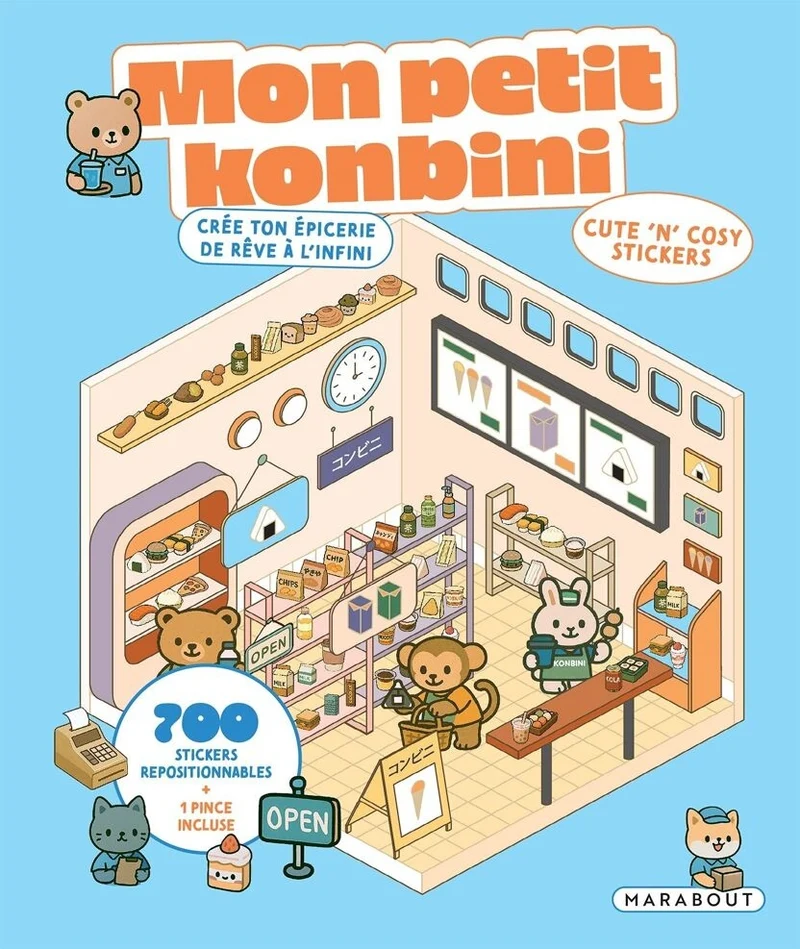 Cozy Stickers – Mon Petit Konbini | 700 stickers repositionnables & 6 scènes épicerie
